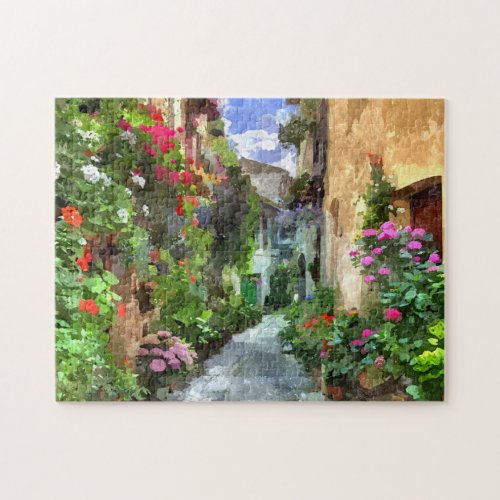Colorful Verona Village Aquarelle Art Painting Jigsaw Puzzle