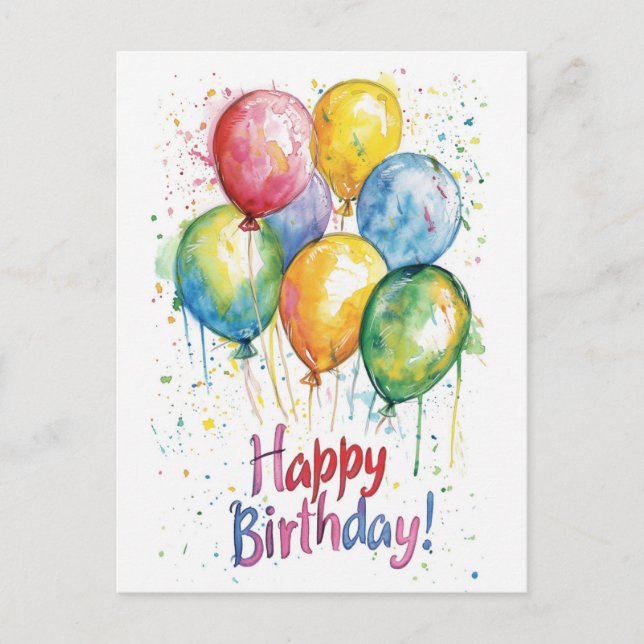 Colorful Vertical Happy Birthday I Balloons  Postcard (Front)