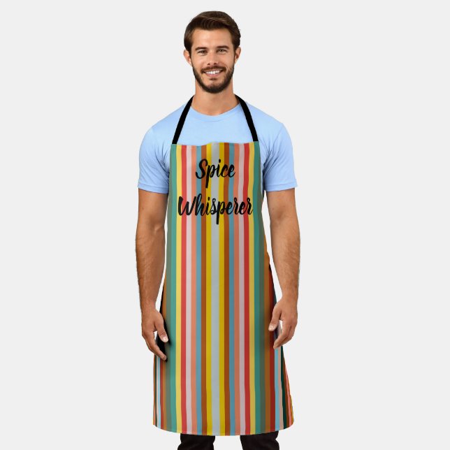 Colorful Vertical Retro Stripes  Apron (Worn)