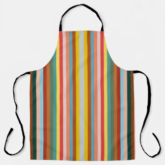 Colorful Vertical Retro Stripes Apron
