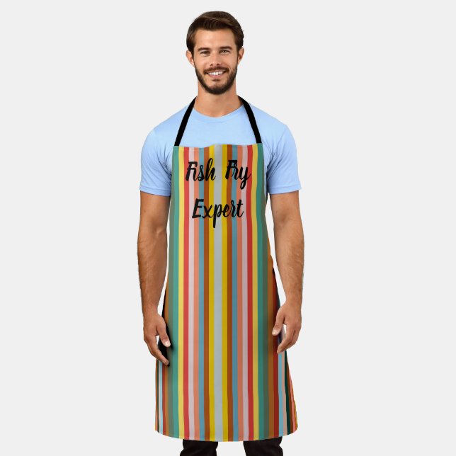 Colorful Vertical Retro Stripes  Apron (Worn)