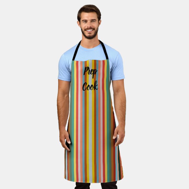 Colorful Vertical Retro Stripes  Apron (Worn)