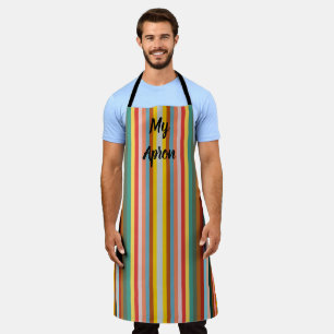 Colorful Vertical Retro Stripes  Apron