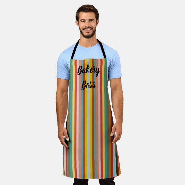 Colorful Vertical Retro Stripes  Apron (Worn)