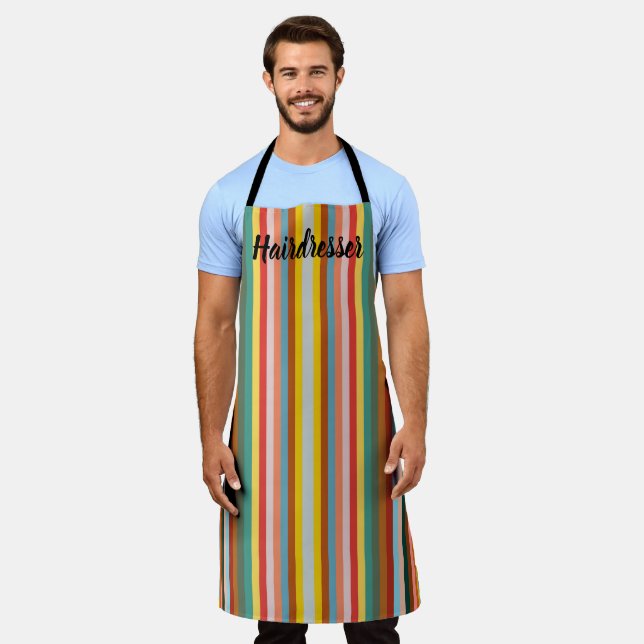 Colorful Vertical Retro Stripes  Apron (Worn)