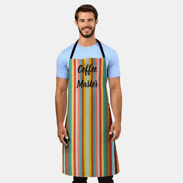 Colorful Vertical Retro Stripes  Apron (Worn)