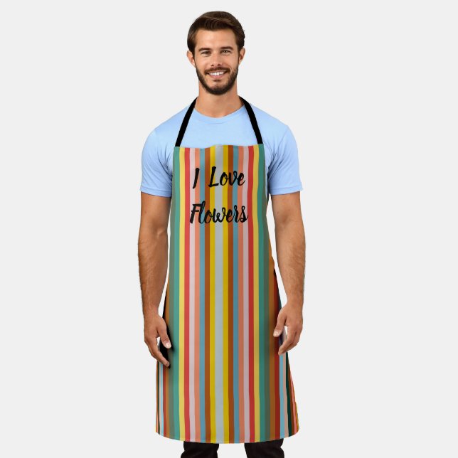 Colorful Vertical Retro Stripes  Apron (Worn)