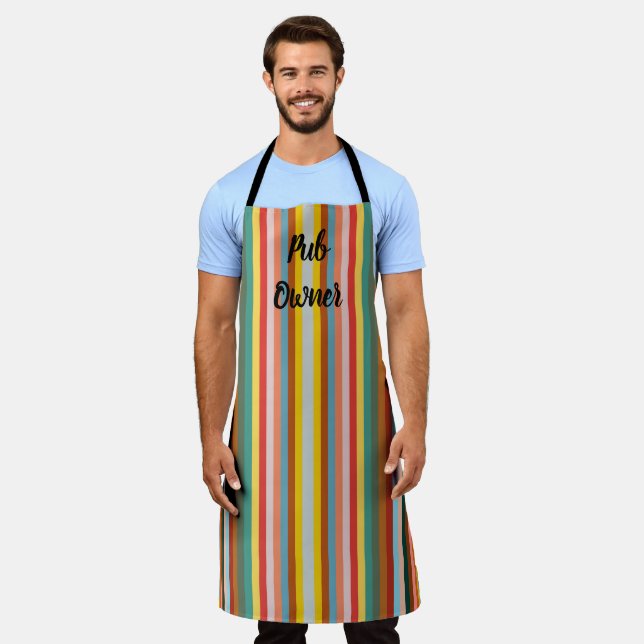 Colorful Vertical Retro Stripes  Apron (Worn)