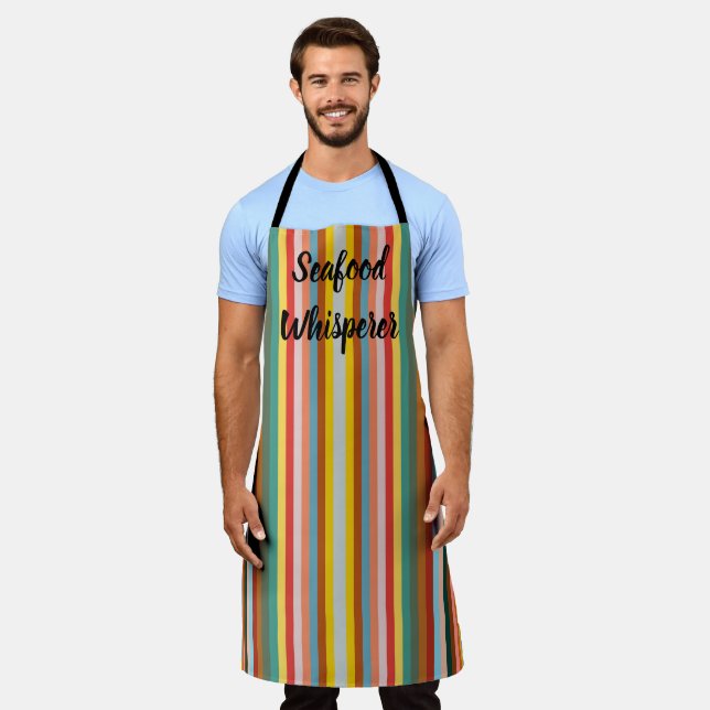 Colorful Vertical Retro Stripes  Apron (Worn)