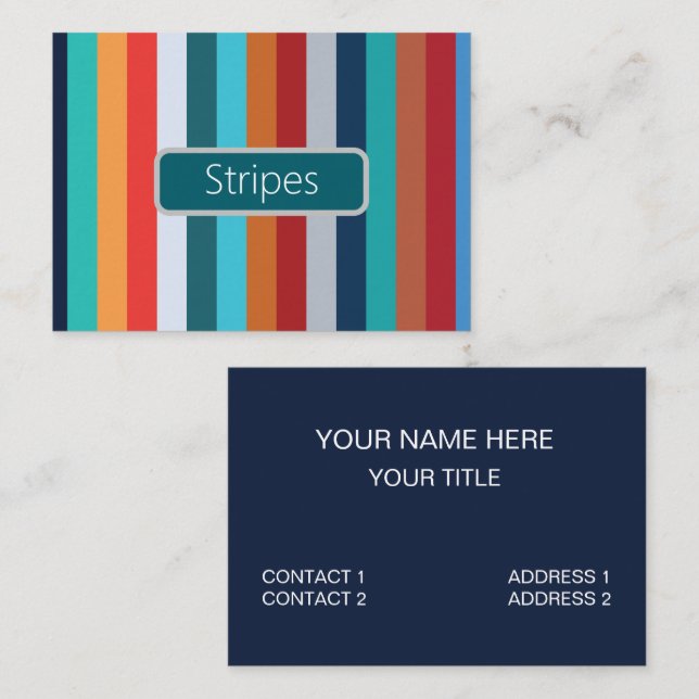 Colorful Vertical Retro Stripes Business Card (Front/Back)