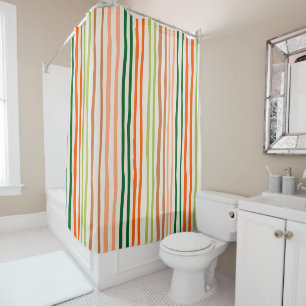 Colorful vertical Retro Stripes Shower Curtain