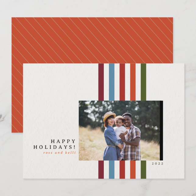 Colorful Vertical Ribbon Holiday Card (Front/Back)
