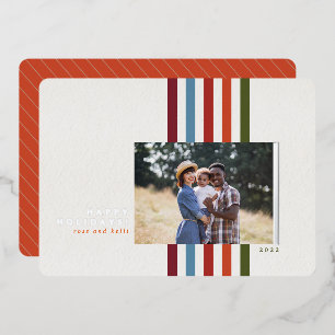 Colorful Vertical Ribbon with Foil Holiday Card