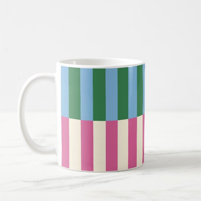 Colorful Vertical Striped Pattern Coffee Mug (Left)