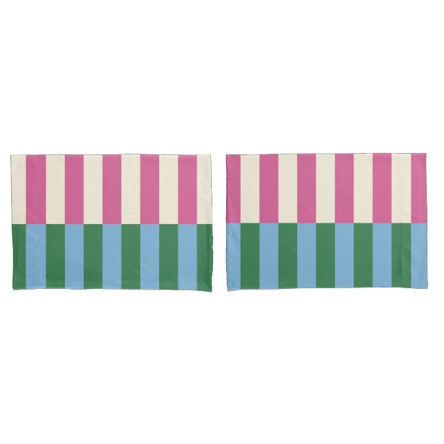 Colorful Vertical Striped Pattern Pillow Case (Front-Set)