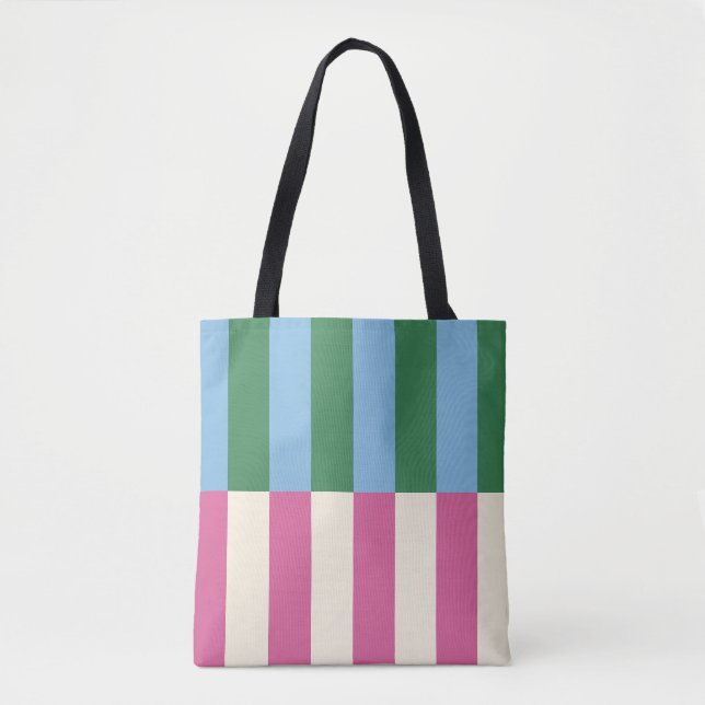 Colorful Vertical Striped Pattern Tote Bag (Front)