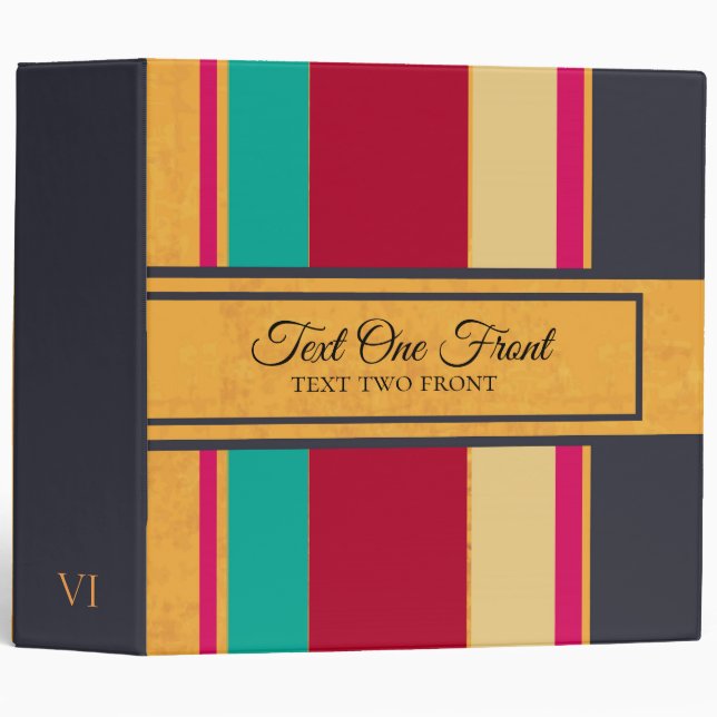 Colorful Vertical Stripes 3 Ring Binder (Front/Spine)