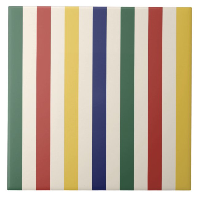 Colorful Vertical Stripes Ceramic Tile (Front)