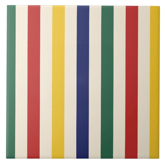 Colorful Vertical Stripes Ceramic Tile (Front)