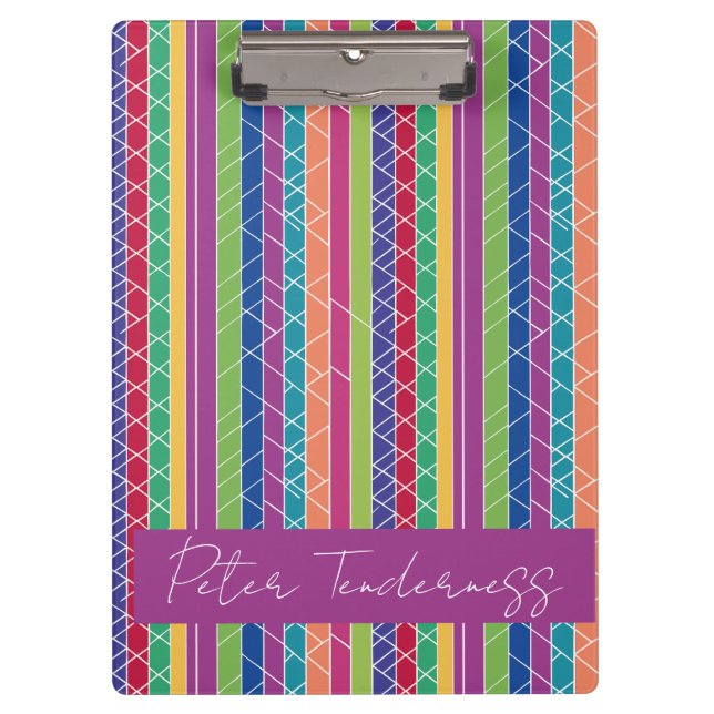 Colorful Vertical Stripes Clipboard (Front)