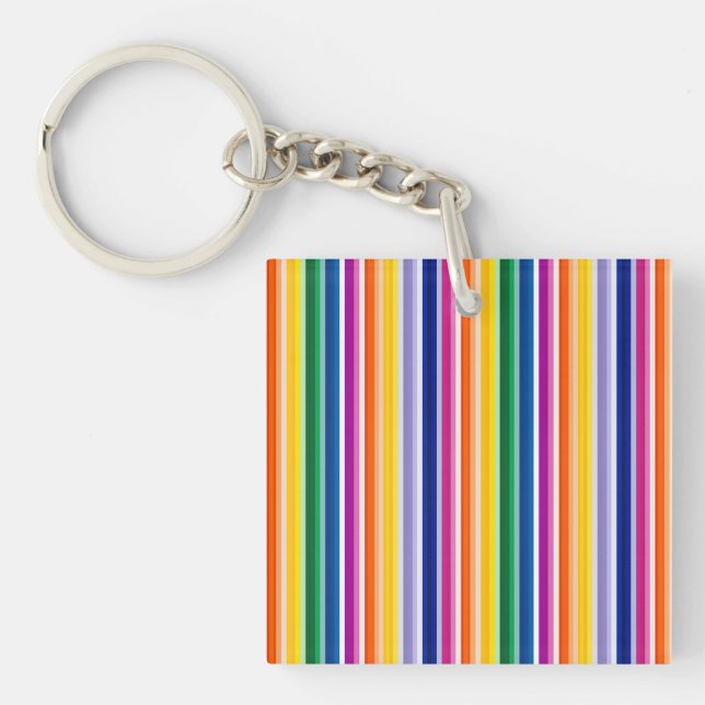 Colorful Vertical Stripes Design Keychain (Front)