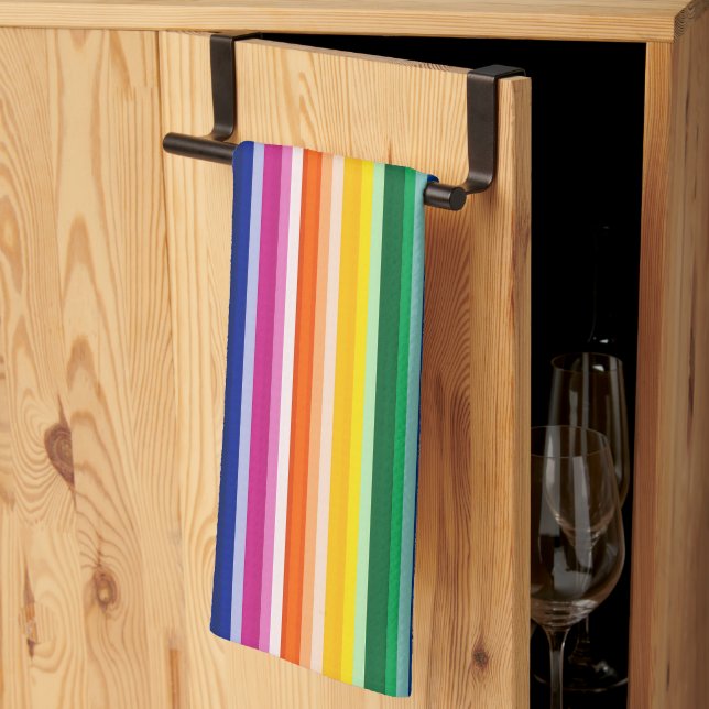 Colorful Vertical Stripes Design Kitchen Towel (Thirds Fold)
