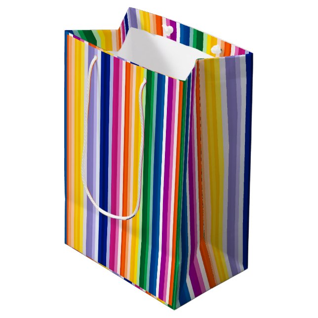 Colorful Vertical Stripes Design Medium Gift Bag (Front Angled)