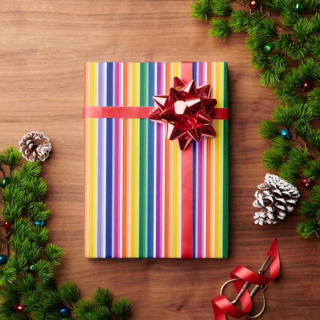 Colorful Vertical Stripes Design Wrapping Paper (Holiday Gift)