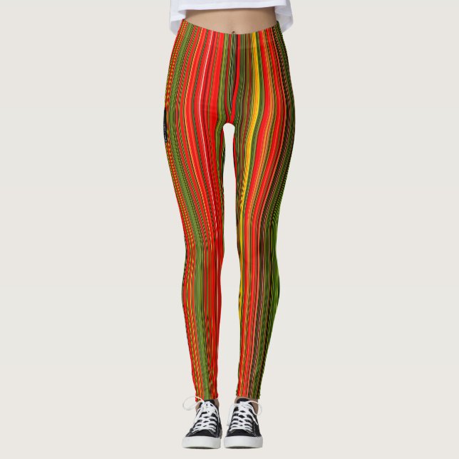 Colorful Vertical Stripes Leggings (Front)