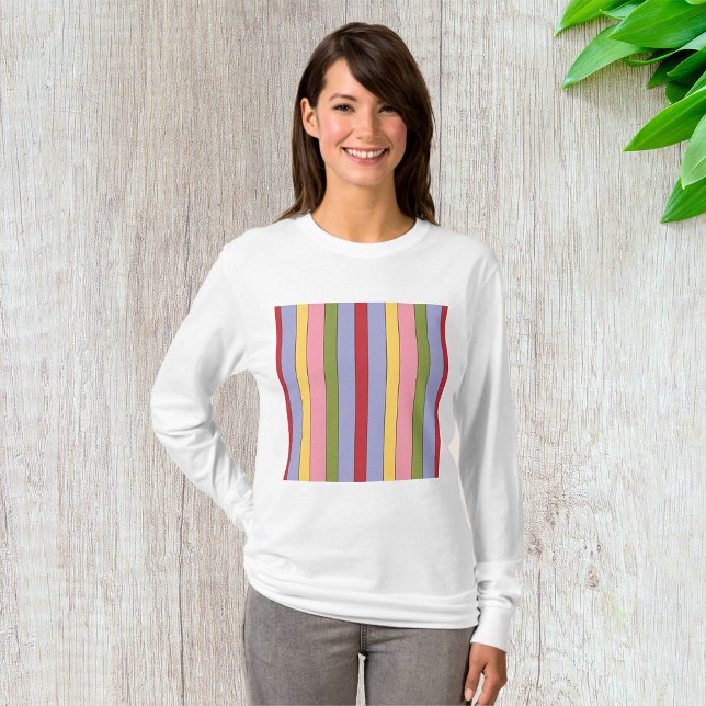 Colorful Vertical Stripes Pattern T-Shirt (Creator Uploaded)