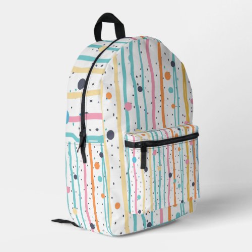 Colorful Vertical Stripes & Polka Dots Printed Backpack