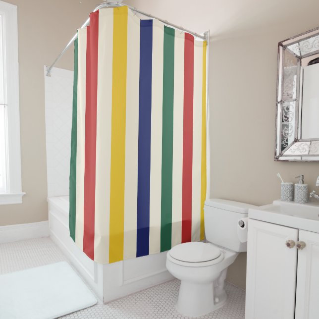 Colorful Vertical Stripes Shower Curtain (In Situ)