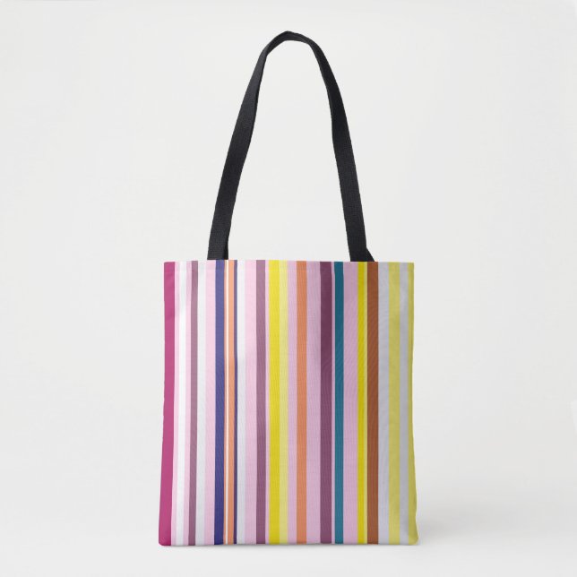 Colorful Vertical Stripes Tote Bag (Front)