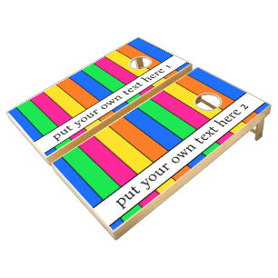 COLORFUL VERTICAL STRIPY LINES REPEATING PATTERN CORNHOLE SET