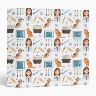 Colorful Veterinary Medical Doctor Vet DVM Pattern 3 Ring Binder