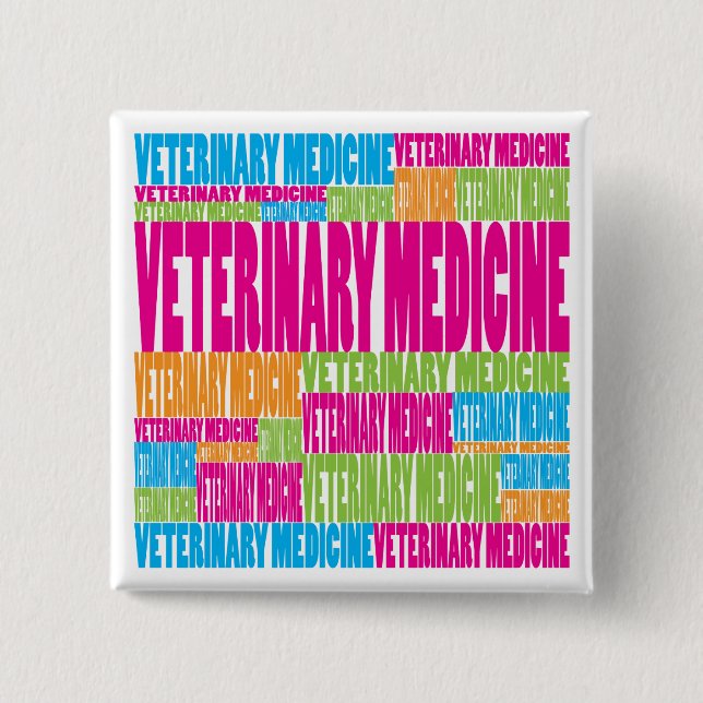 Colorful Veterinary Medicine Pinback Button (Front)