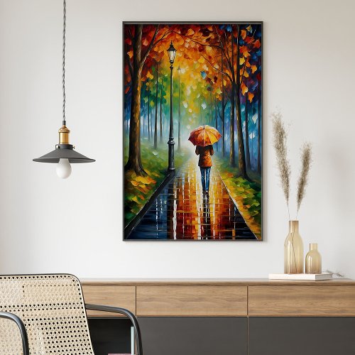 Colorful Vibrant Autumn Rain Fall Leaves Nature  Poster