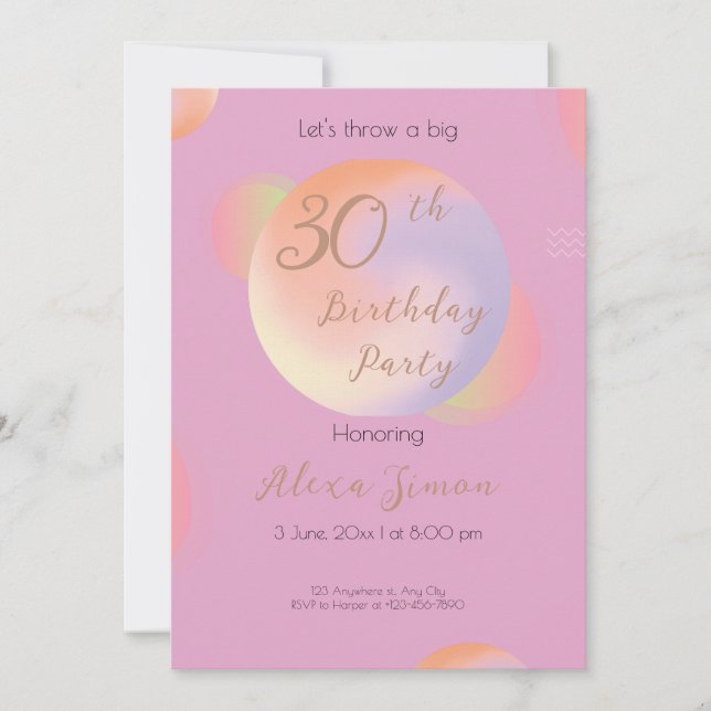 Colorful Vibrant Birthday Party Invitation (Front)