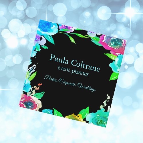 Colorful Vibrant Blooms for Professional Greetings Square Business Card