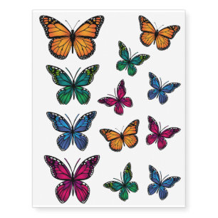 Colorful Vibrant Boho Butterfly Temporary Tattoos