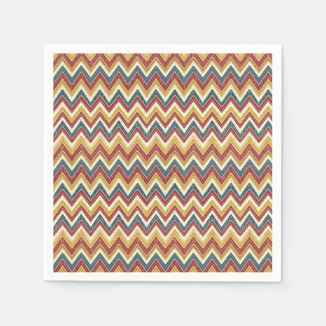 Colorful Vibrant Boho Chic Zigzag Chevron Pattern Napkins (Front)