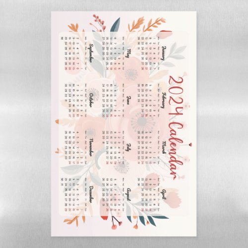 Colorful Vibrant Boho Flowery 2024 Calendar       Magnetic Dry Erase Sheet