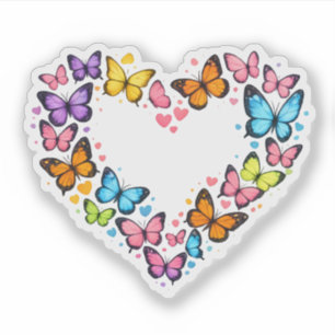 Colorful Vibrant Butterfly Heart Sticker