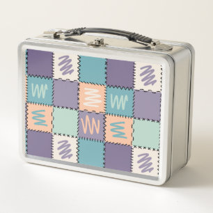 Colorful Vibrant Checkered Pattern Metal Lunch Box