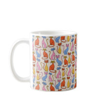 Colorful vibrant cute cats pattern mug