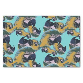 Colorful Vibrant Exotic Tropical Parrots Pattern Tissue Paper