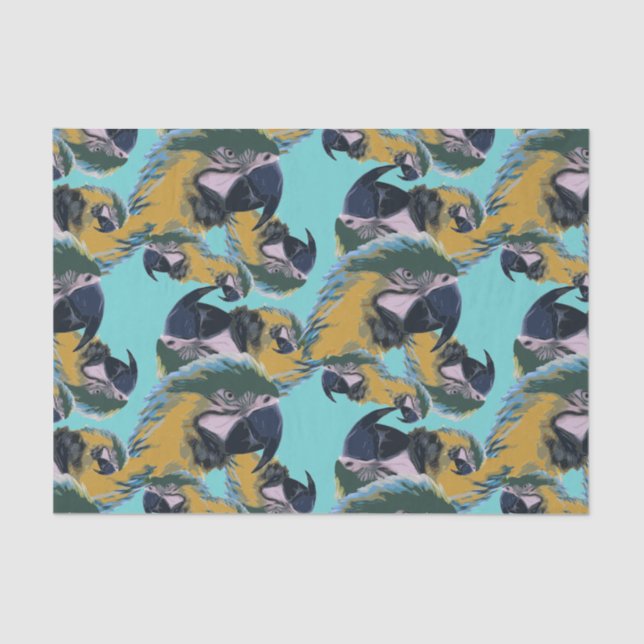 Colorful Vibrant Exotic Tropical Parrots Pattern Tissue Paper (Front)