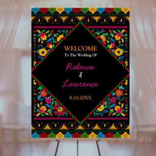 Colorful vibrant fiesta floral black wedding foam board