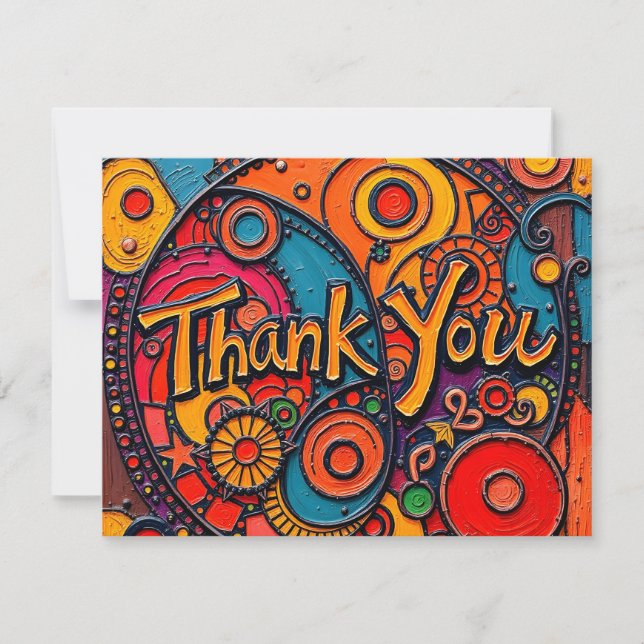 Colorful Vibrant Flat Thank you Card (Front)