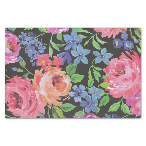 Colorful vibrant Floral collage of Flowers Peony Tissue Paper